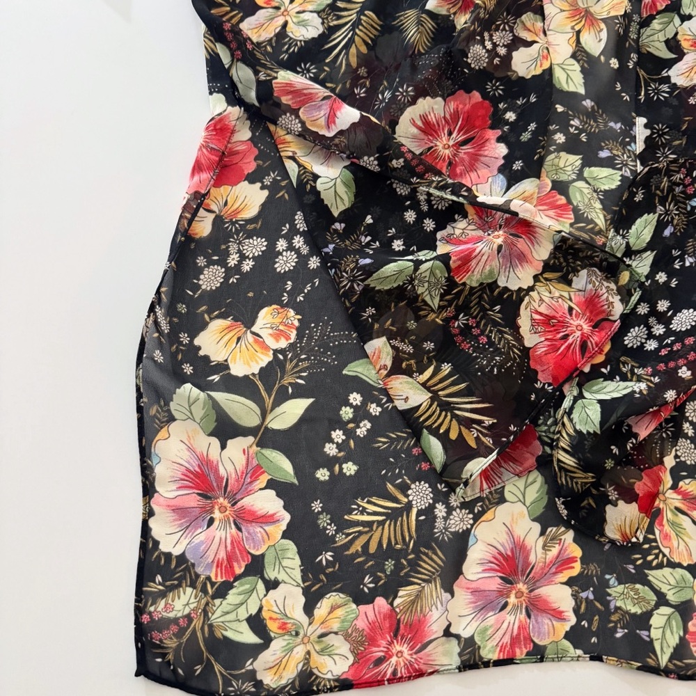 Zara Black Floral Sheer Kimono/Robe - Picture 4 of 6